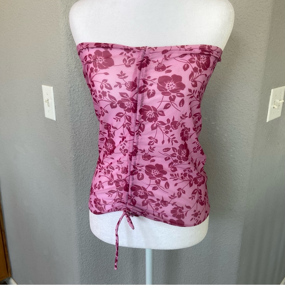 Floral Pink Strapless Women's Top